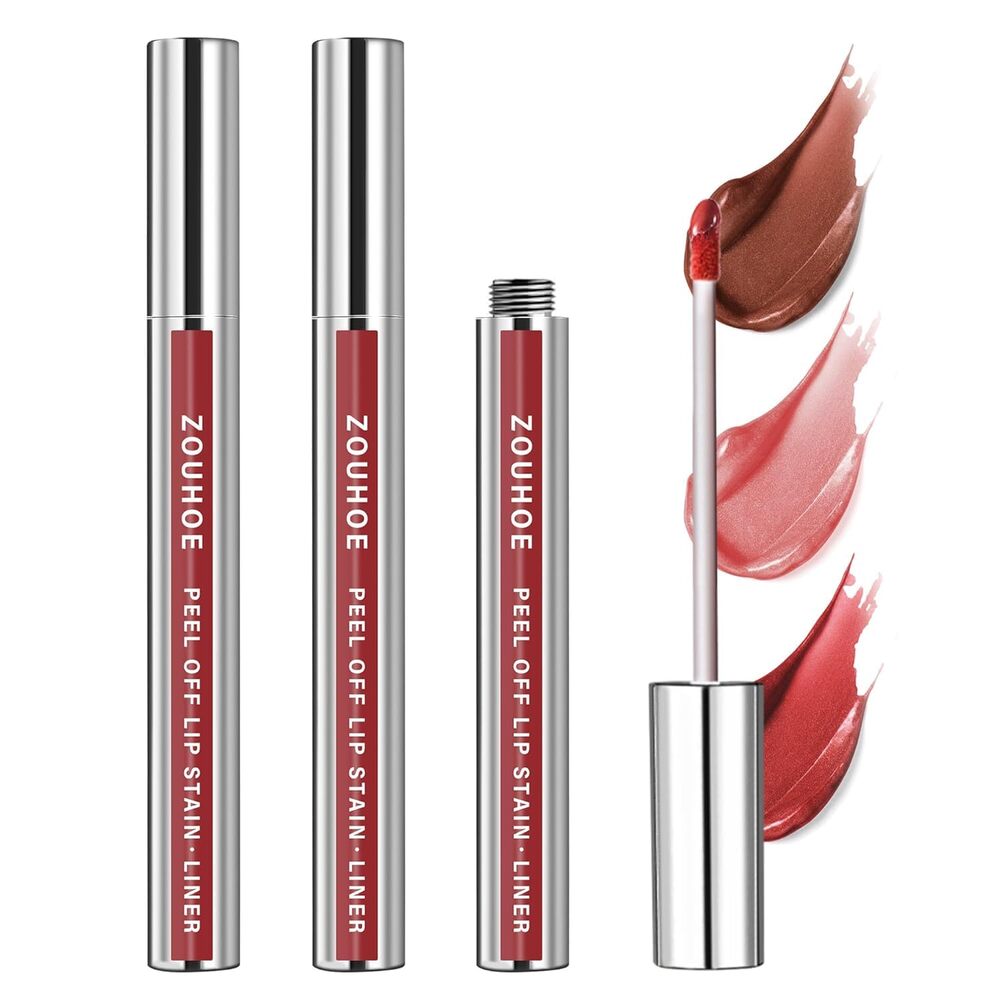 Peel Off Lip Stain Set 3 Colors Long Lasting Vegan Lip Tint Kiss Proof